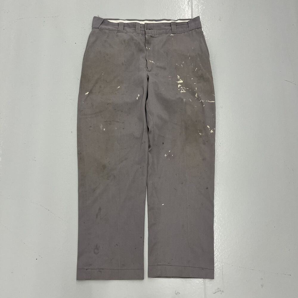 Vintage 60s Red Camel Grey Paint Workwear Chinos 38x31